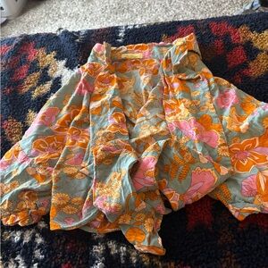 Love Orange Bubble Mini Skirt with Ruffled Tie Front